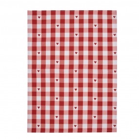 2LVT42-2 Tea Towel  50x70 cm White Red Cotton Hearts Rectangle