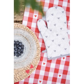 2LVT42-2 Tea Towel  50x70 cm White Red Cotton Hearts Rectangle