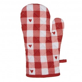 2LVT44 Oven Mitt 18x30 cm White Red Cotton Hearts