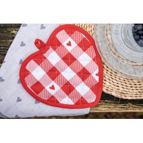 2LVT45 Pot Holder 20x20 cm White Red Cotton Hearts Heart-Shaped