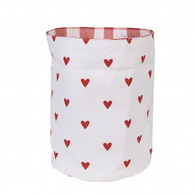 2LVT50 Bread Basket Ø 15x16 cm White Red Cotton Hearts Round