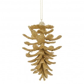 265792 Christmas Ornament Pinecone Ø 9x15 cm Gold colored Plastic