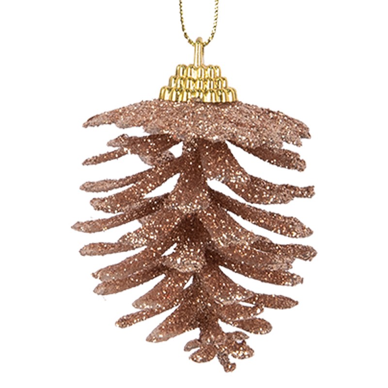 65794 Ornement de Noël Pomme de pin Ø 5x7 cm Marron Plastique