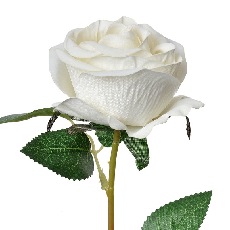 6PL0359W Fleur artificielle Rose 50 cm Blanc Plastique