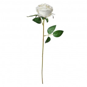 26PL0359W Fleur artificielle Rose 50 cm Blanc Plastique