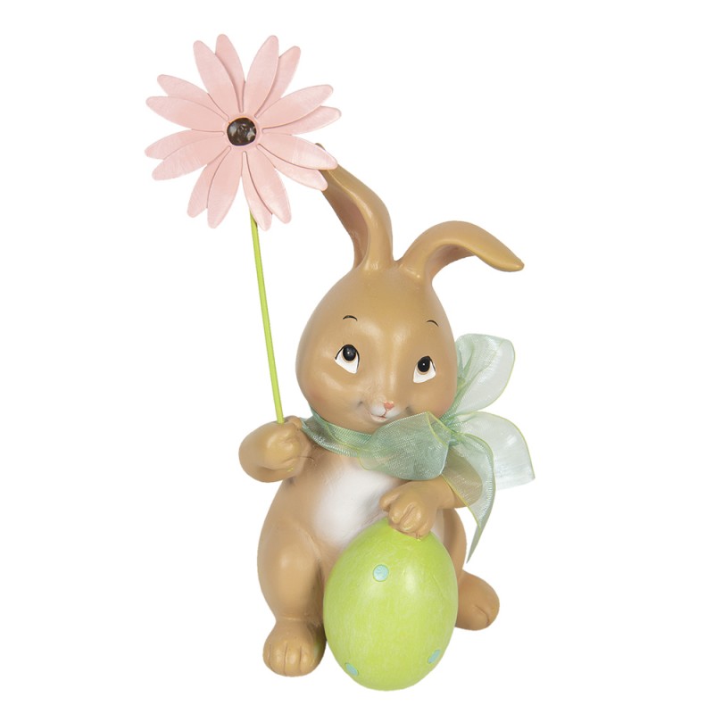 6PR3132 Figurine Lapin 9x9x17 cm Marron Vert Polyrésine Accessoires de maison