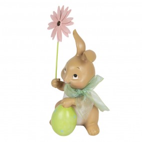 26PR3132 Figurine Lapin 9x9x17 cm Marron Vert Polyrésine Accessoires de maison