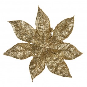 265782 Fiore artificiale Stella di Natale Ø 15x2 cm Color oro Plastica