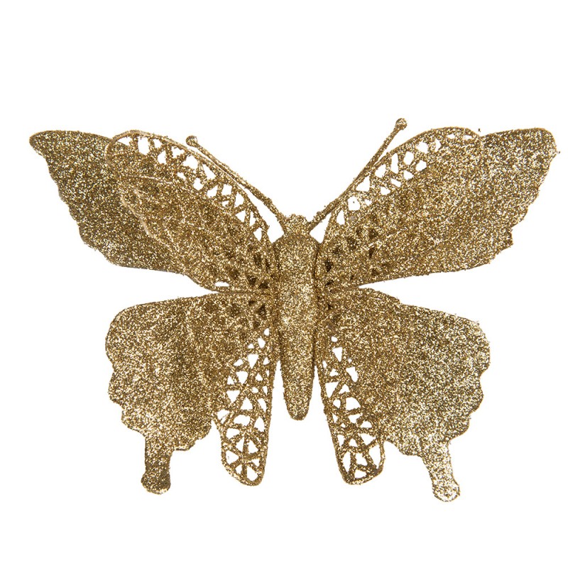 65795 Decorative Figurine Butterfly 17x2x12 cm Gold colored Plastic