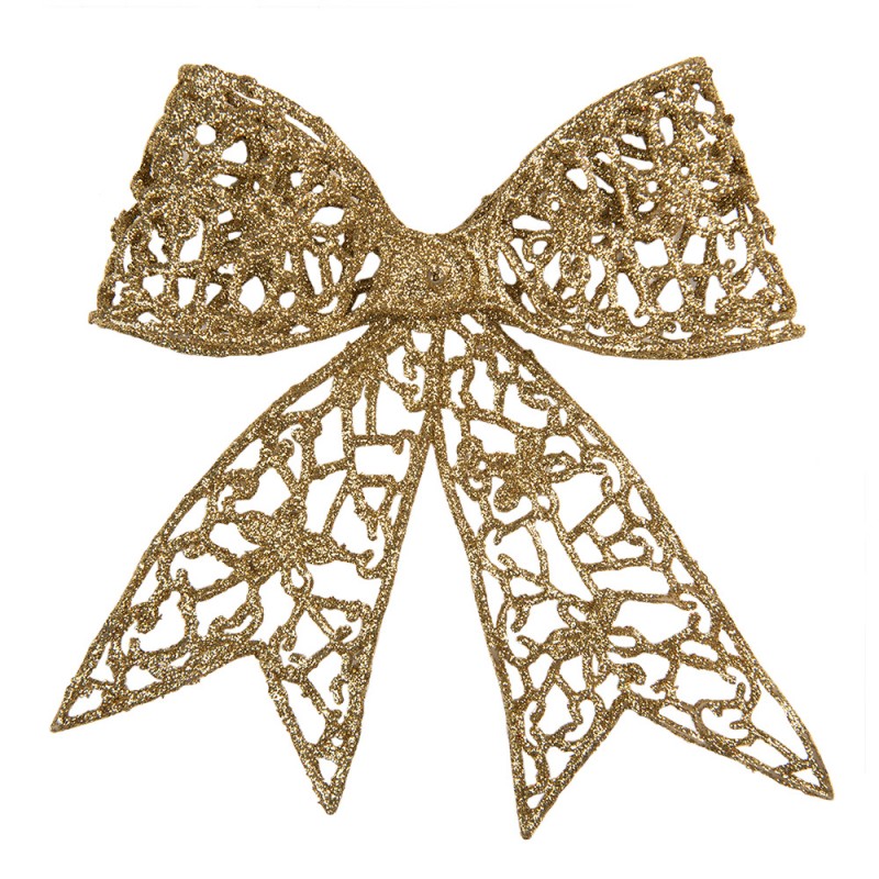 65811 Decoration Bow 18x2x16 cm Gold colored Plastic