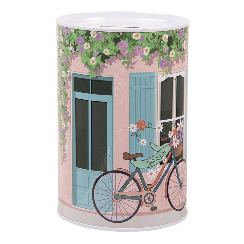 6BL0156 Money Box Ø 10x15 cm Pink Metal Bicycle