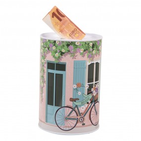 26BL0156 Money Box Ø 10x15 cm Pink Metal Bicycle