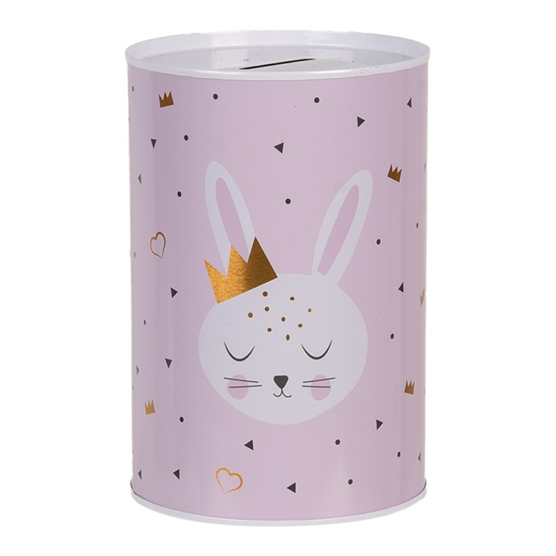 6BL0164 Money Box Ø 10x15 cm Pink Metal Rabbit