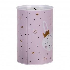 26BL0164 Money Box Ø 10x15 cm Pink Metal Rabbit