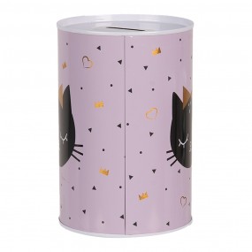 26BL0166 Money Box Ø 10x15 cm Pink Metal Cat