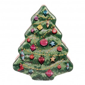 26BL0154 Bewaarblik Kerstboom 15x18x7 cm Groen Metaal