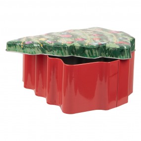 26BL0154 Boîte de rangement Sapin de Noël 15x18x7 cm Vert Métal