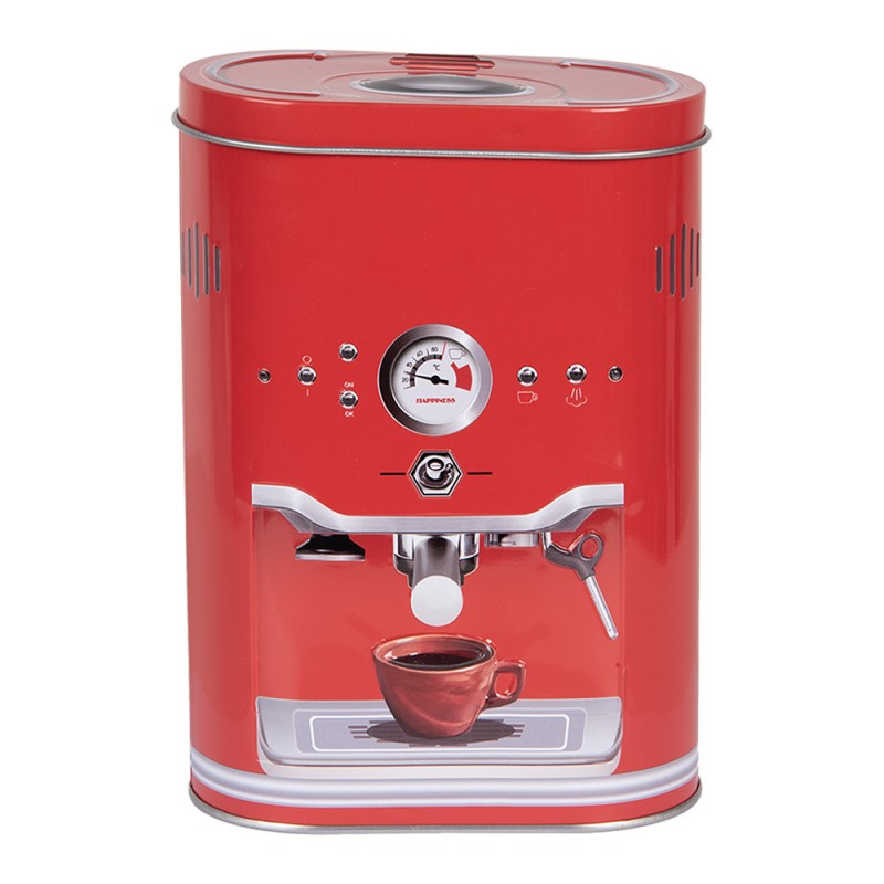 6BL0190 Storage tin 14x8x19 cm Red Metal Coffee Cup