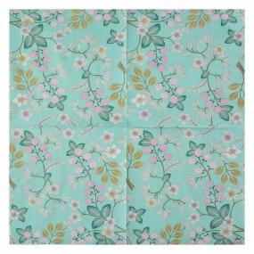 273071 Napkins Paper Set of 20 33x33 cm Green Paper Flowers