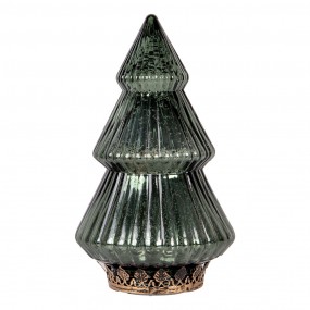 26GL4573GR Christmas Decoration with LED Lighting Christmas Tree Ø 13x23 cm Green Glass