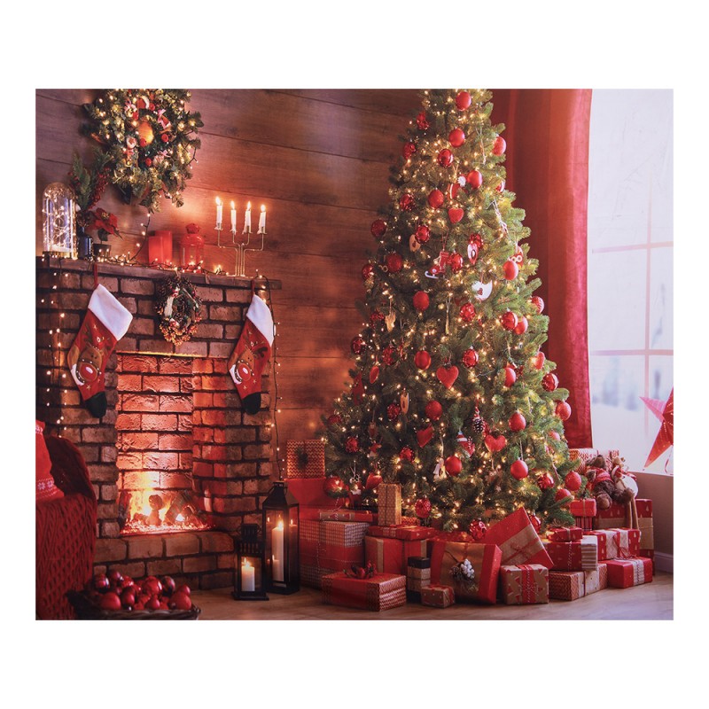 6WK0037 Kerst Achtergronddoek 180x210 cm Bruin Stof Kerstboom