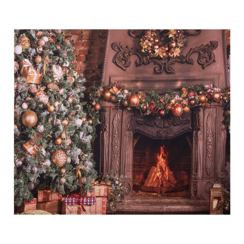 6WK0038 Kerst Achtergronddoek 180x210 cm Bruin Stof Kerstboom