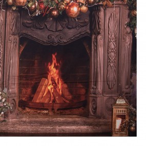 26WK0038 Kerst Achtergronddoek 180x210 cm Bruin Stof Kerstboom