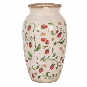 26CE1942S Vase Ø 16x27 cm Beige Rot Keramik Erdbeeren