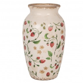 26CE1942S Vase Ø 16x27 cm Beige Red Ceramic Strawberries