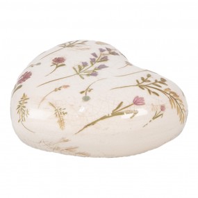 26CE1917 Decoratie Hart 11x11x4 cm Beige Roze Keramiek