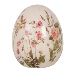 26CE1918S Decoration Egg Ø 7x9 cm Beige Ceramic Flowers