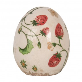 26CE1919S Decoration Egg Ø 7x9 cm Beige Ceramic Flowers