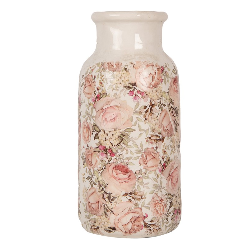 6CE1930L Vase Ø 15x32 cm Beige Keramik Blumen