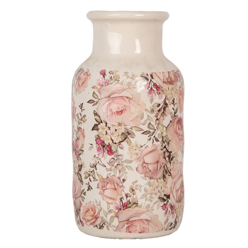 6CE1930M Vase Ø 14x26 cm Beige Keramik Blumen