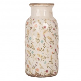 26CE1931L Vase Ø 15x32 cm Beige Keramik Blumen