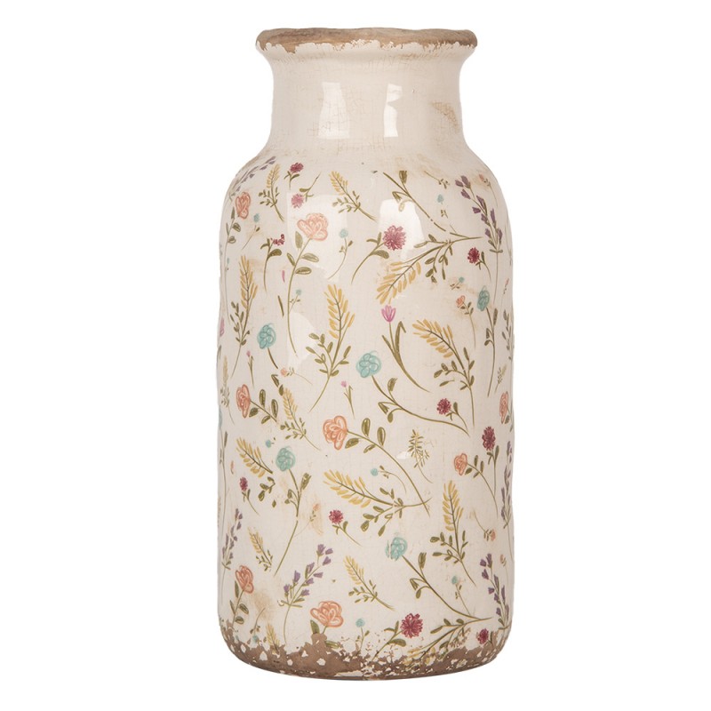 6CE1931L Vase Ø 15x32 cm Beige Ceramic Flowers