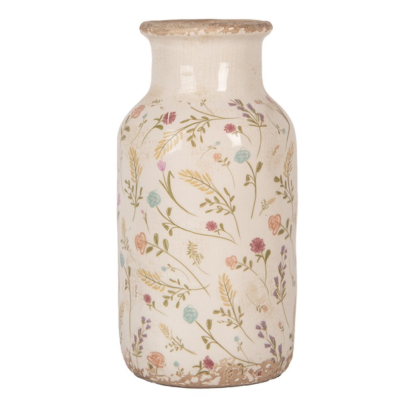 6CE1931M Vase Ø 14x26 cm Beige Ceramic Flowers