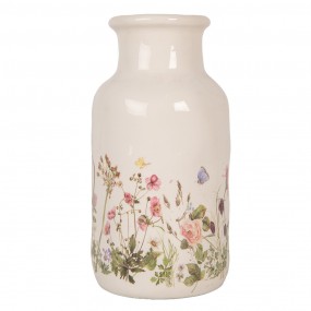 26CE1932M Vaso  Ø 14x26 cm Beige Ceramica Fiori