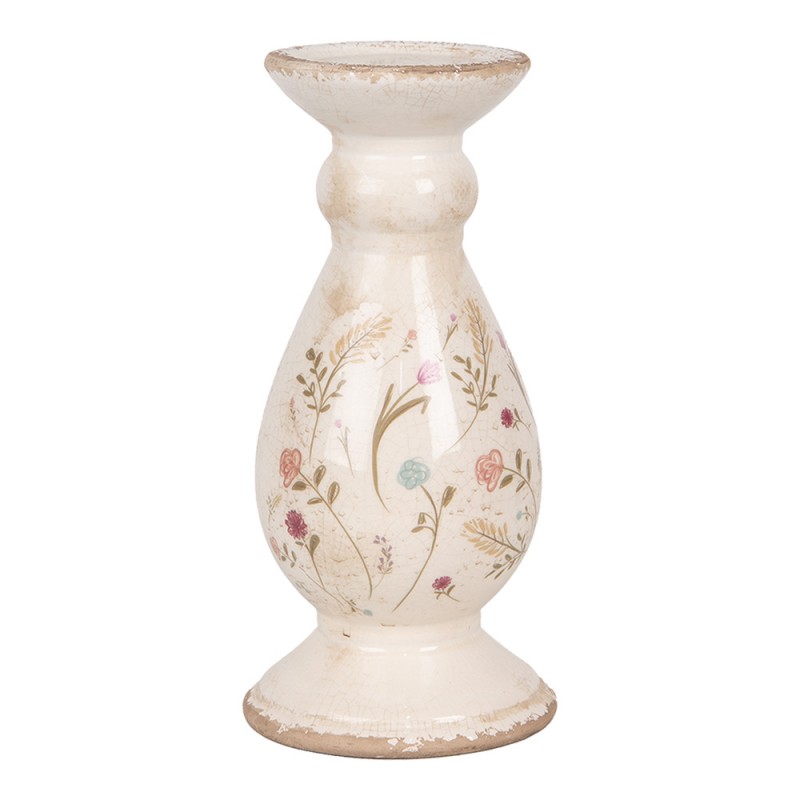 6CE1945M Candelabro Ø 12x26 cm Beige Ceramica Fiori