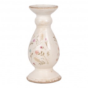 26CE1945M Candle holder Ø 12x26 cm Beige Ceramic Flowers