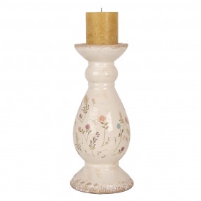 26CE1945M Candle holder Ø 12x26 cm Beige Ceramic Flowers