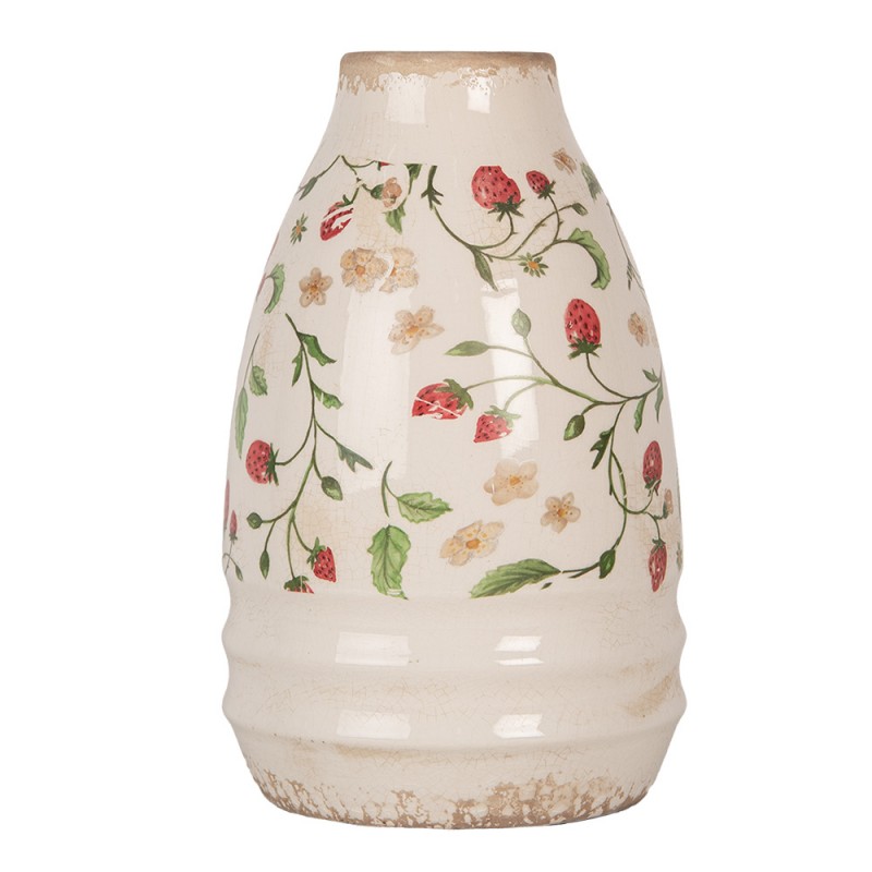 6CE1946S Vase Ø 17x27 cm Beige Céramique Fraises