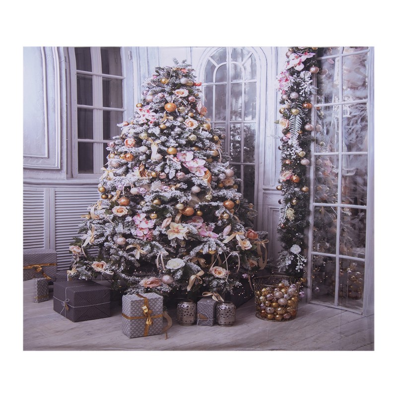 6WK0041 Kerst Achtergronddoek 180x210 cm Grijs Stof Kerstboom