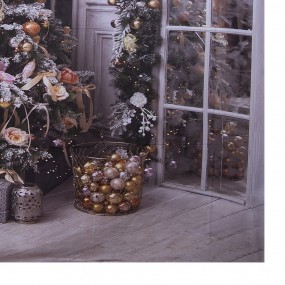 26WK0041 Kerst Achtergronddoek 180x210 cm Grijs Stof Kerstboom