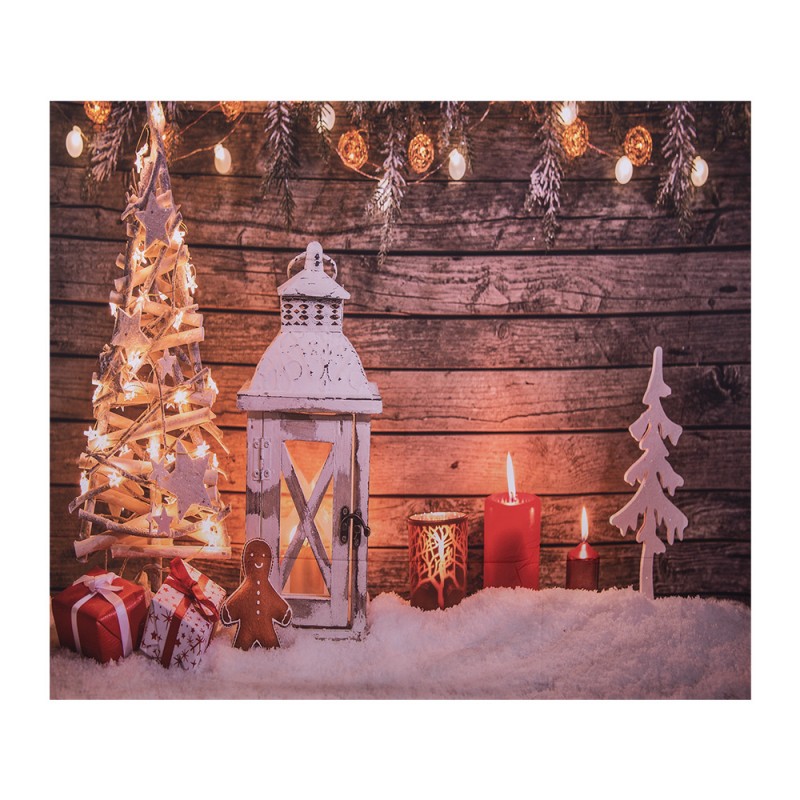 6WK0043 Toile de fond de Noël 180x210 cm Marron Tissu Sapin de Noël