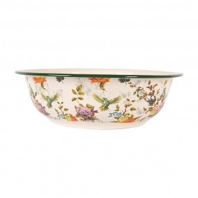 26EM0003 Decorative Bowl Ø 30x9 cm Beige Metal Flowers