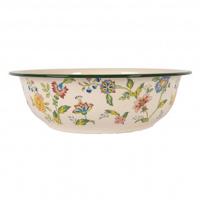 26EM0004 Decorative Bowl Ø 30x9 cm Beige Metal Flowers