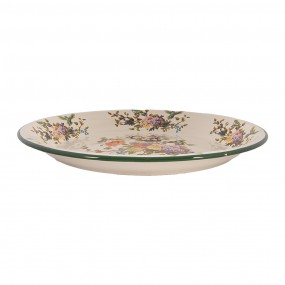 26EM0006 Sous-assiette Ø 30x3 cm Beige Métal Fleurs