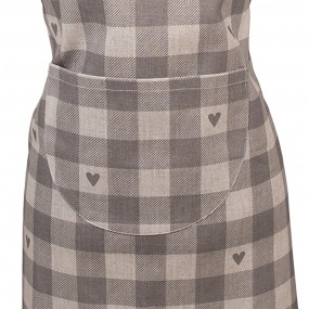 2LVT41KG Kids' Apron 48x56 cm Grey Beige Cotton Hearts