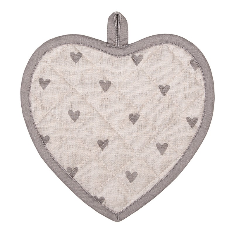 LVT45G Manique 20x20 cm Beige Gris Coton Coeurs En forme de coeur